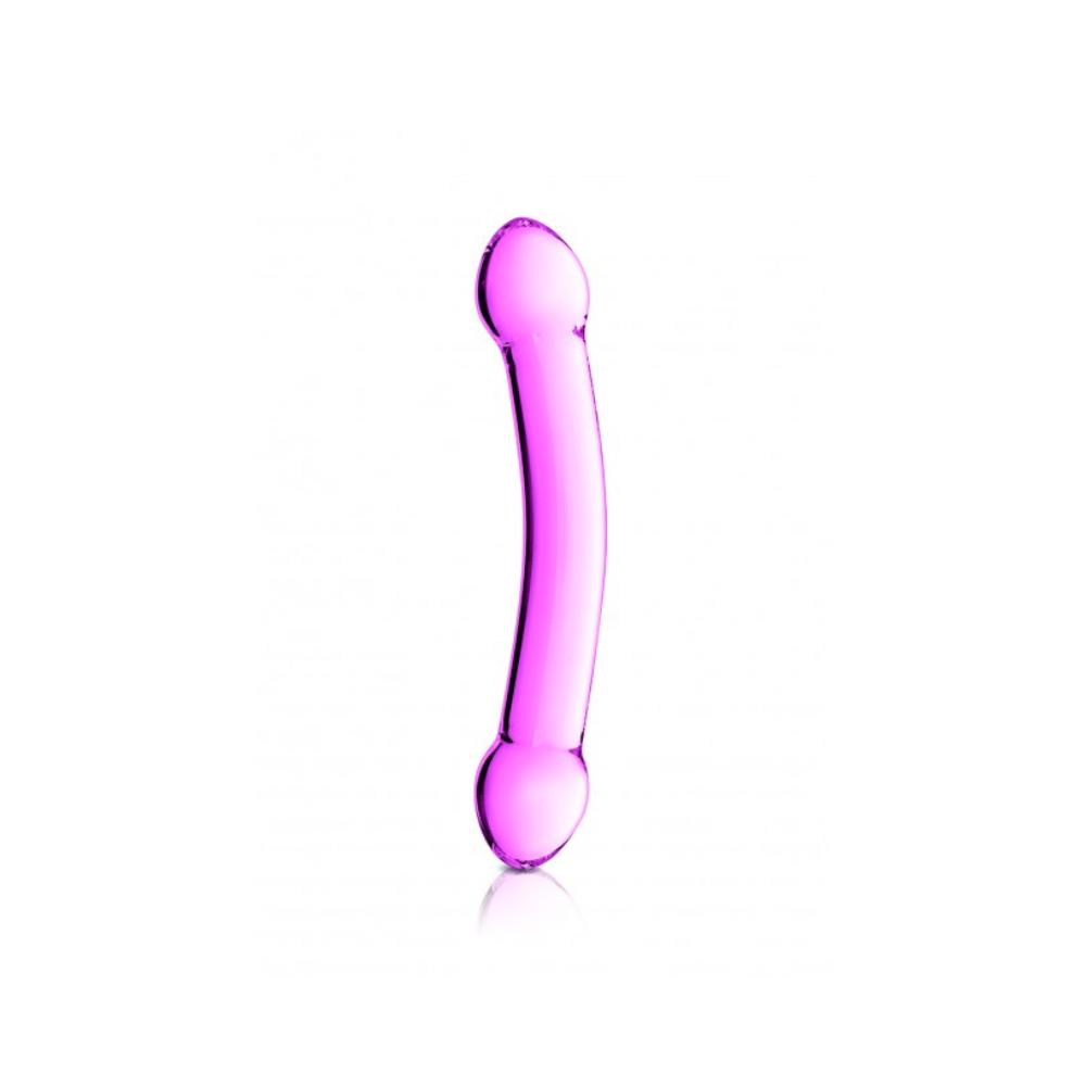 Double gode en verre rose