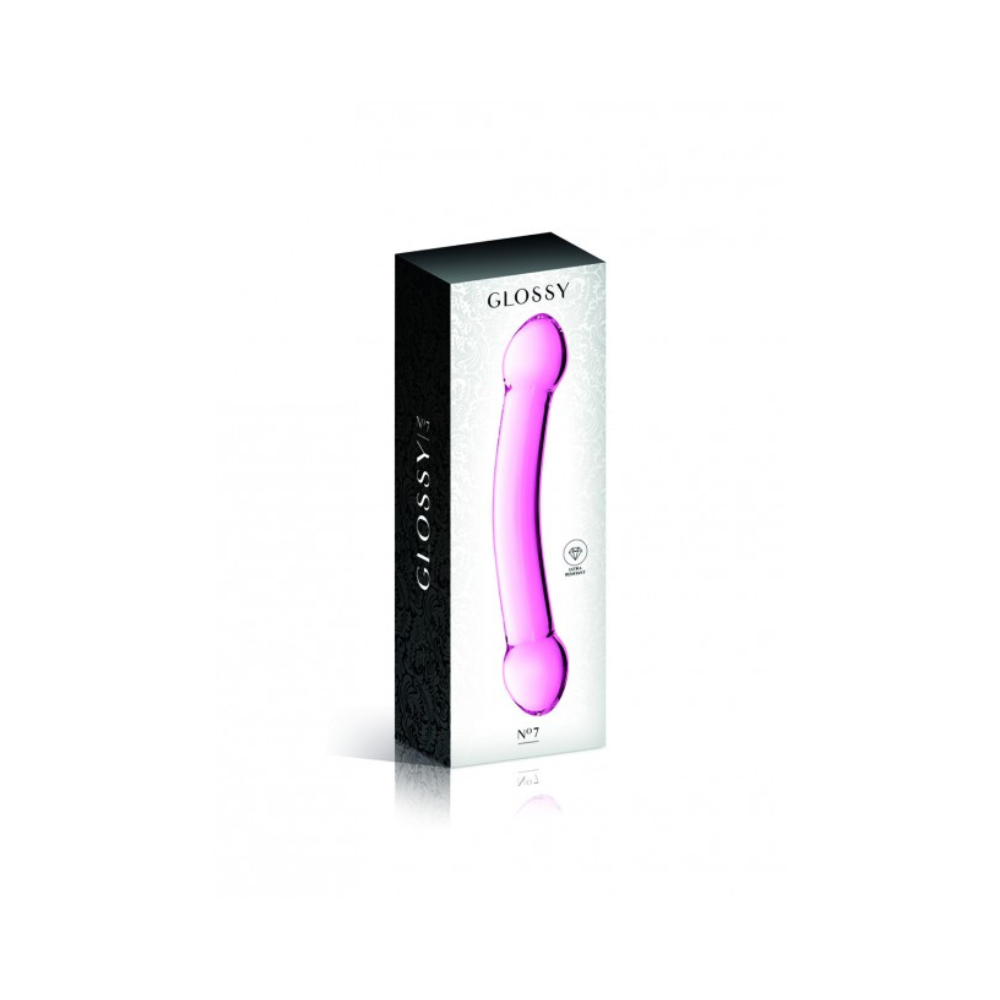 Double gode en verre rose