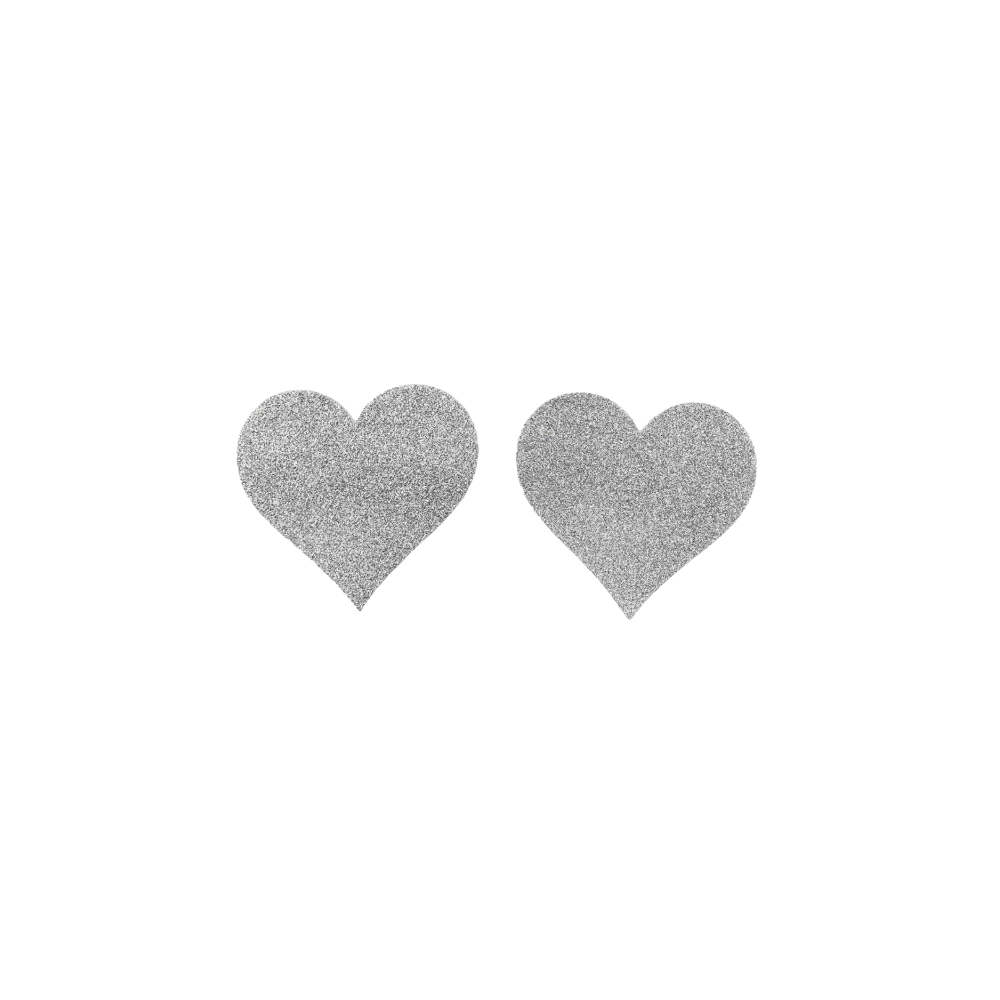 Paire de cache tétons adhésifs coeur pailleté