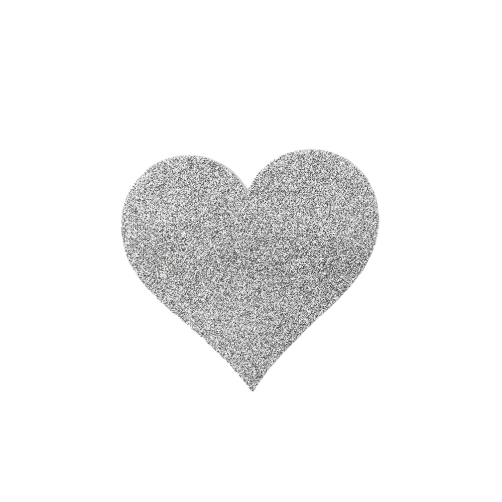 Paire de cache tétons adhésifs coeur pailleté