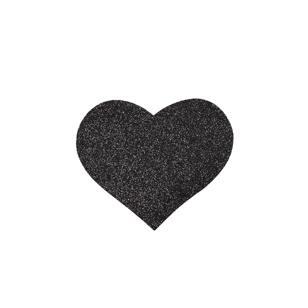 Paire de cache tétons adhésifs coeur pailleté