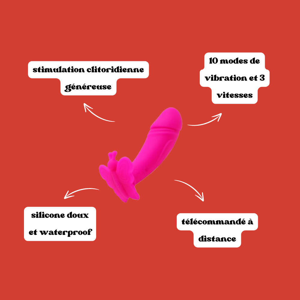 Mini Vibromasseur avec stimulateur clitoridien BUTTERFLY