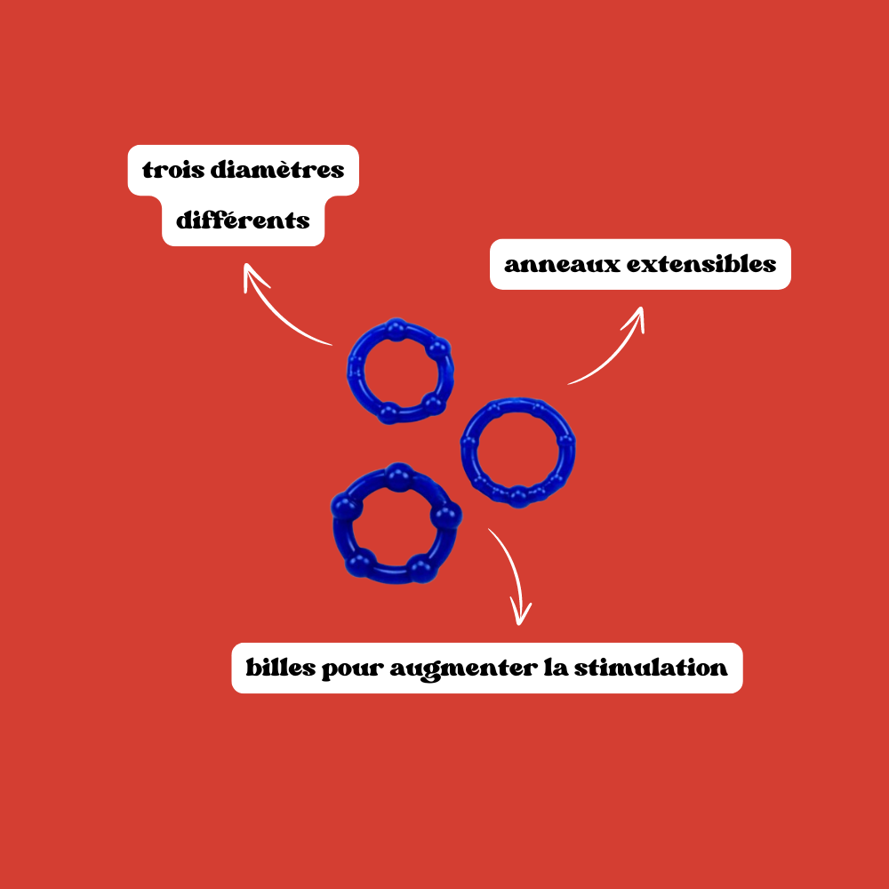 Lot de 3 cockring avec billes
