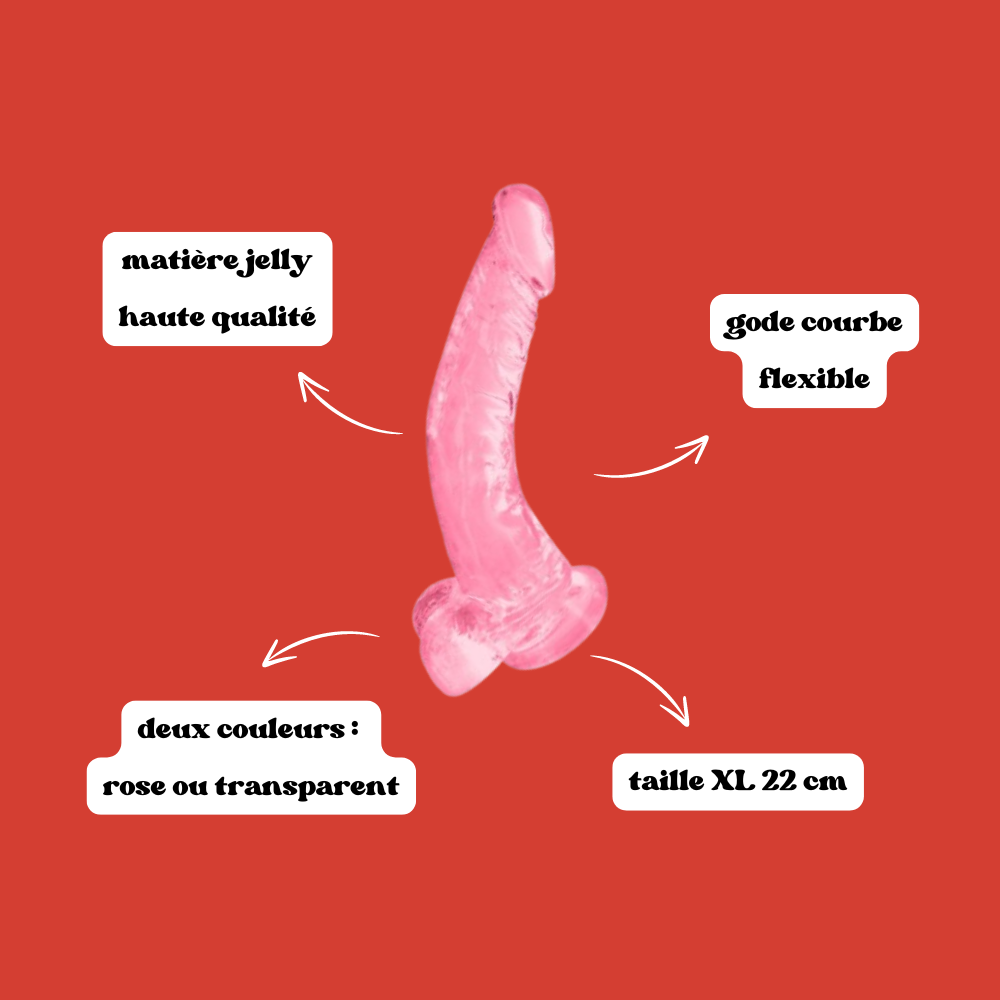 Gode jelly courbe ventouse taille XL