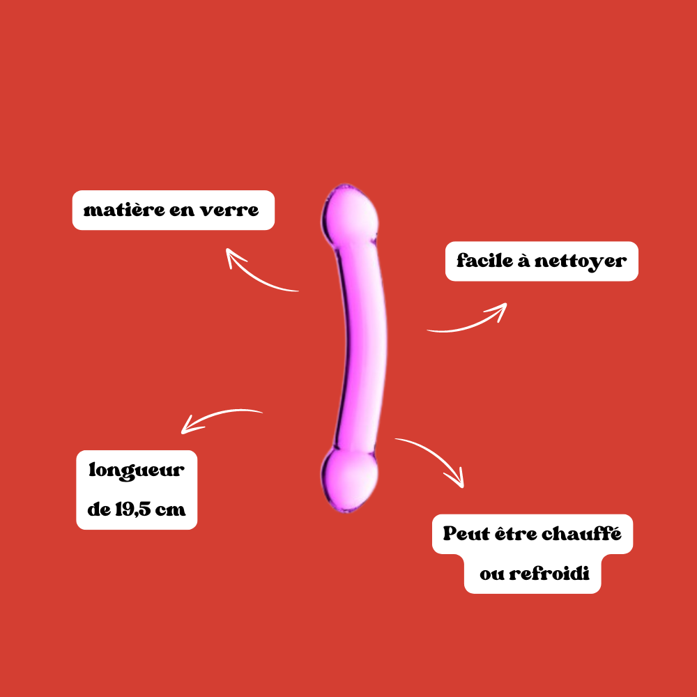 Double gode en verre rose