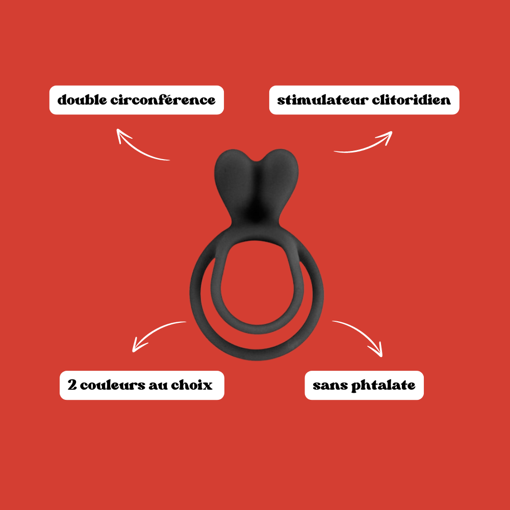 Double cockring avec stimulateur de clitoris