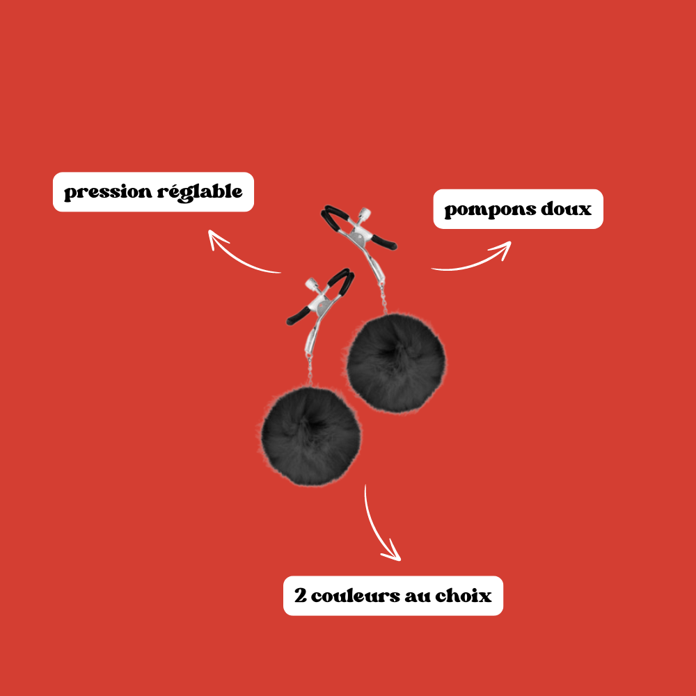 Pinces à seins avec pompons