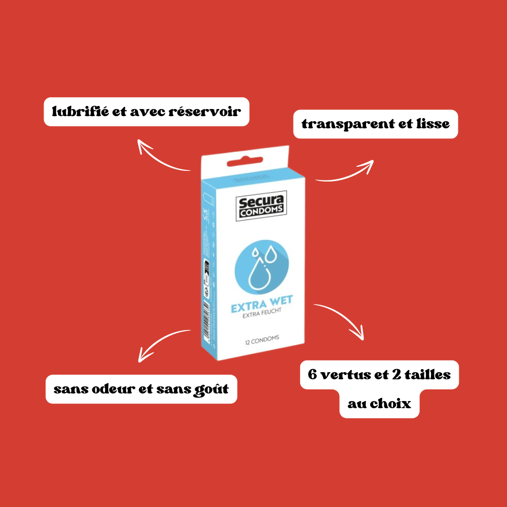 Préservatifs lubrifiés en latex avec réservoir x12