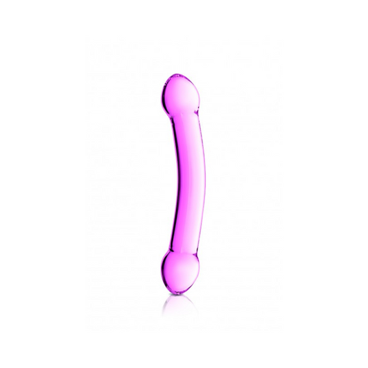Double gode en verre rose
