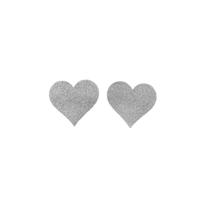 Paire de cache tétons adhésifs coeur pailleté