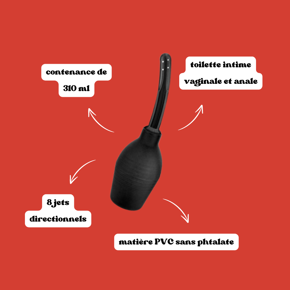 Poire à lavement avec 8 jets directionnels