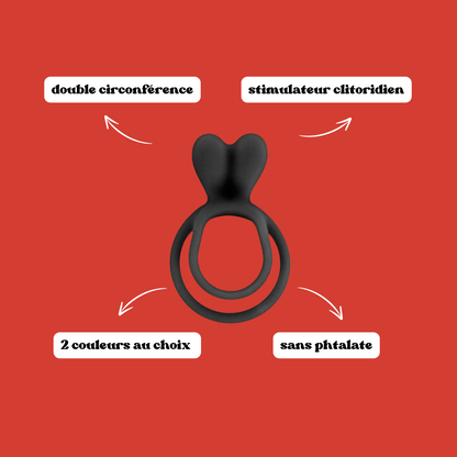Double cockring avec stimulateur de clitoris